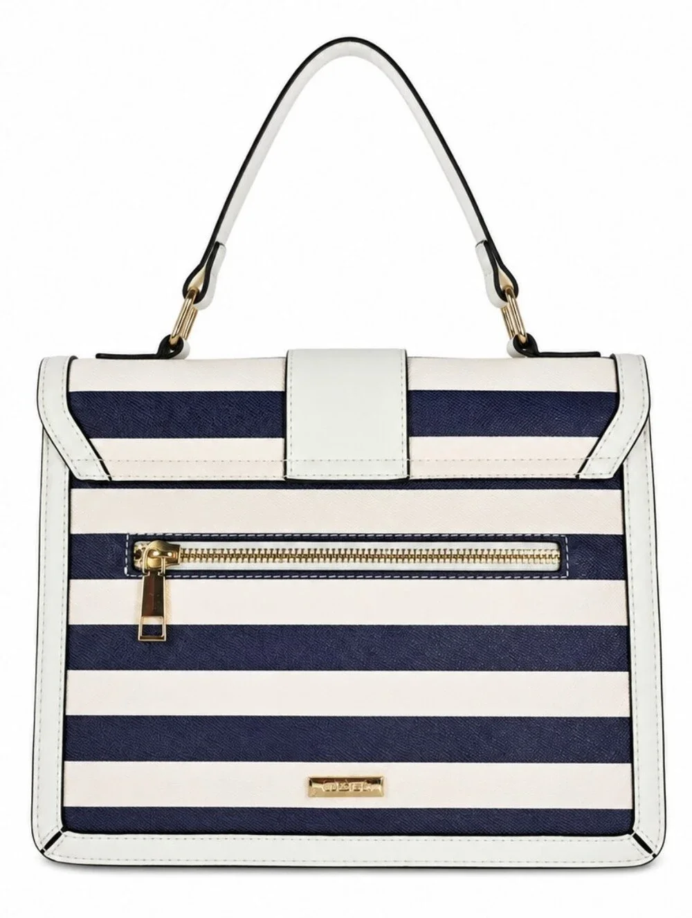 👜 ALDO Navy White Striped Satchel Top Handle Handbag Tassel NWOT Nautical
